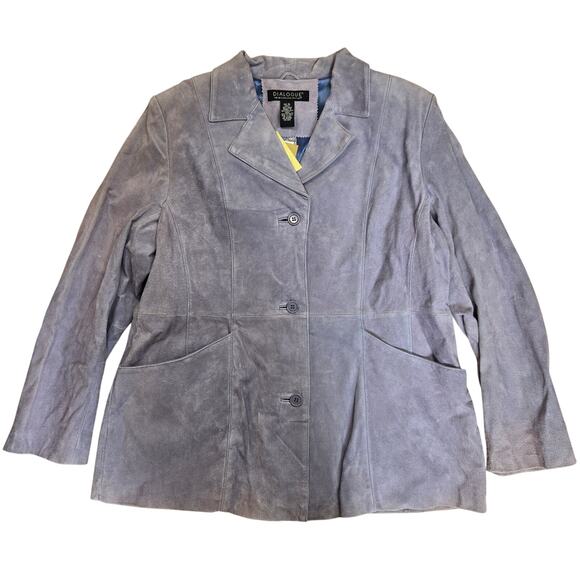 New Dialogue Washable Leather Purple Blue Periwinkle Jacket Coat Button Down - Picture 1 of 12
